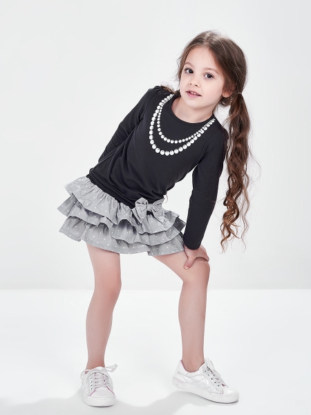 Платье для девочек Mini Maxi, модель 0417, цвет антра - Платья для девочек с коротким рукавом