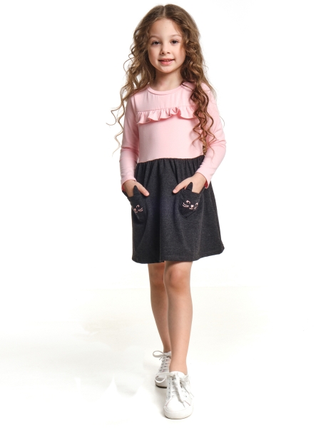 Платье для девочек Mini Maxi, модель 2626, цвет кремовый/розовый - Платья для девочек с длинным рукавом