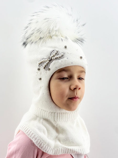 Шлем для девочки Джульетта, Миалт белый, зима - Шапки-шлемы зима-осень