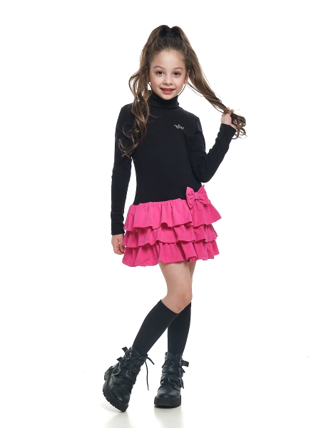 Платье для девочек Mini Maxi, модель 6079, цвет черный/малиновый - Платья для девочек с длинным рукавом