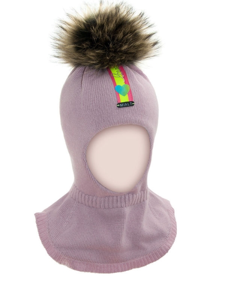 Шлем для девочки Ассоль, Миалт сиренево-розовый, зима - Шапки-шлемы зима-осень