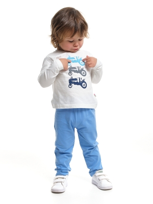 Пижама для мальчиков Mini Maxi, модель 1059, цвет белый/голубой