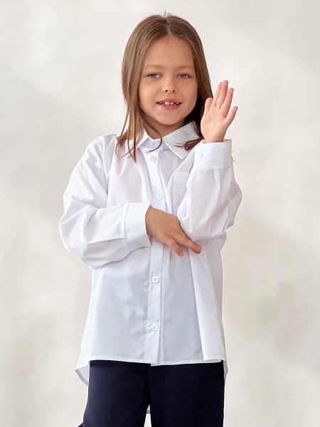 Рубашка для девочек БУШОН, модель SK59, цвет белый - Рубашки для девочек
