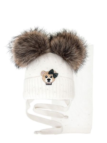 Комплект для девочки Боня, Миалт белый, зима - Комплекты: шапка и шарф