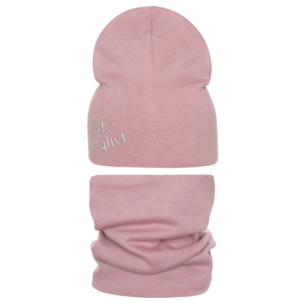 Комплект детский двойной Grandcaps розово-коричневый - Комплект: шапочки и шарф