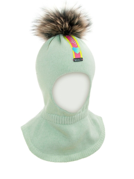 Шлем для девочки Ассоль, Миалт светло-оливковый, зима - Шапки-шлемы зима-осень