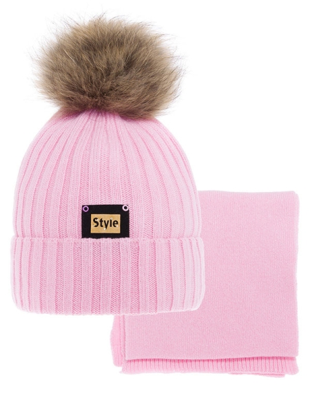 Комплект для девочки Ментол комплект, Миалт розовый, зима - Комплекты: шапка и шарф