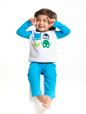 Пижама для мальчиков Mini Maxi, модель 1152, цвет белый/бирюзовый