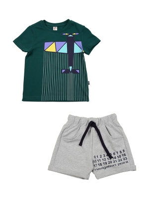 Комплект одежды для мальчиков Mini Maxi, модель 6604/6605, цвет зеленый/серый