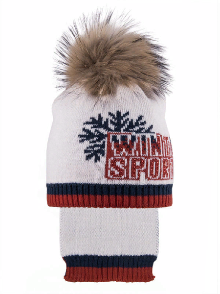 Комплект для девочки Winter sports, Миалт темно-синий/красный - Комплекты: шапка и шарф