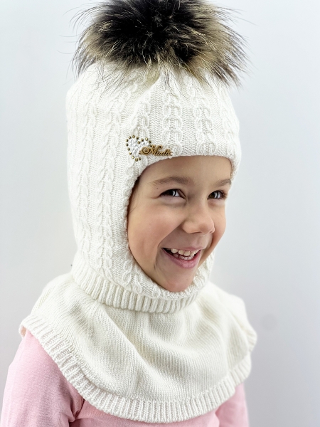 Шлем для девочки Кассандра, Миалт белый, зима - Шапки-шлемы зима-осень