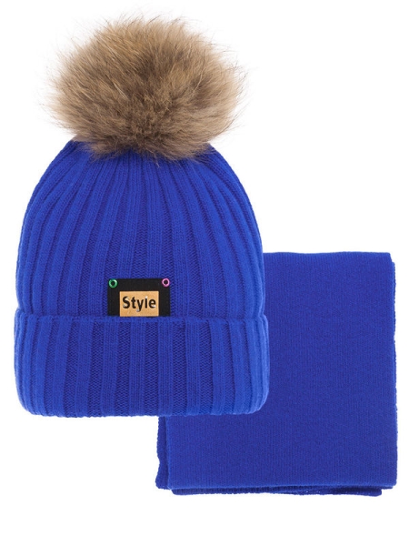 Комплект для девочки Ментол комплект, Миалт ярко-синий, зима - Комплекты: шапка и шарф