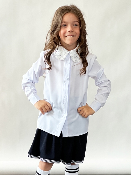 Блузка для девочек школьная БУШОН, модель SK51, цвет белый - Блузки с длинным рукавом / текстиль