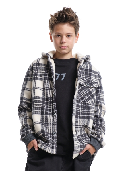 Куртка для мальчиков Mini Maxi, модель 8028, цвет графит/белый/клетка - Бомберы / куртки