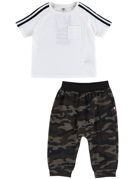 Комплект одежды для мальчиков Mini Maxi, модель 6933/6934, цвет белый/камуфляж - Комплекты летние
