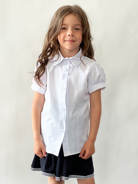 Блузка для девочек школьная БУШОН, модель SK52, цвет белый - Блузки с длинным рукавом / текстиль