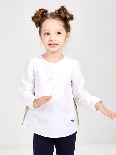Блузка для девочек Mini Maxi, модель 2465, цвет белый - Блузки с длинным рукавом / текстиль