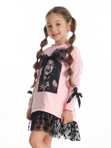 Платье для девочек Mini Maxi, модель 6904, цвет кремовый/розовый/черный - Платья для девочек с длинным рукавом