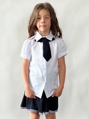 Блузка для девочек школьная БУШОН, модель SK50, цвет белый