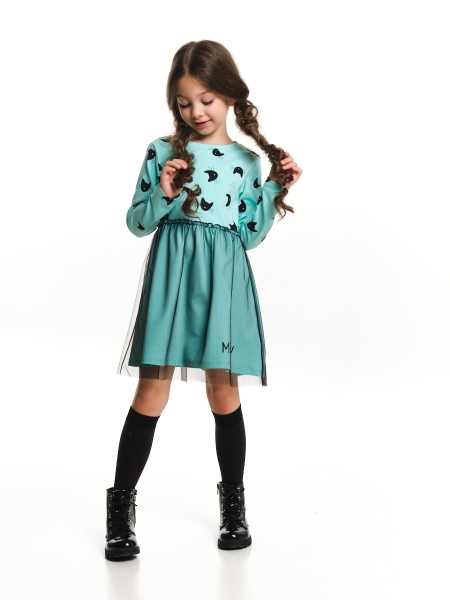 Платье для девочек Mini Maxi, модель 7356, цвет бирюзовый - Платья для девочек с длинным рукавом