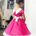 Платье для девочки нарядное БУШОН ST20, стиляги цвет розовый, принт белый горох