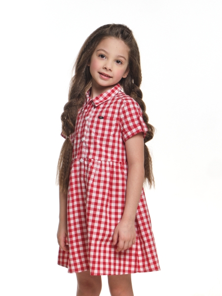 Платье для девочек Mini Maxi, модель 6329, цвет красный/клетка - Платья для девочек с коротким рукавом