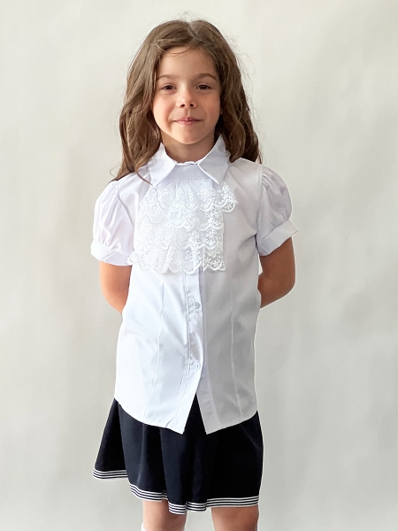 Блузка для девочек школьная БУШОН, модель SK52, цвет белый - Блузки с длинным рукавом / текстиль