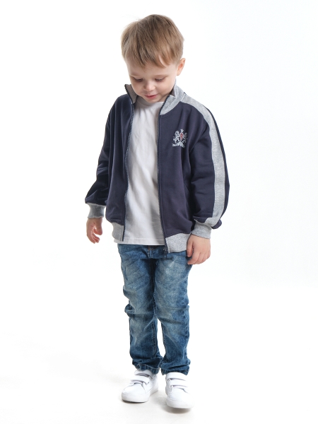 Толстовка для мальчиков Mini Maxi, модель 0675, цвет синий/серый - Куртки олимпийки для мальчиков