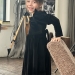 Платье для девочки школьное БУШОН ST63, цвет черный бантики