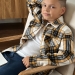 Рубашка для мальчика байковая БУШОН, цвет коричневый/серый/бежевый клетка