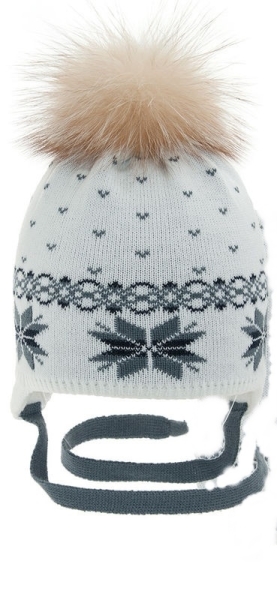Шапка для мальчика Антарктида, Миалт белый/джинс, зима  - Комплекты: шапка и шарф