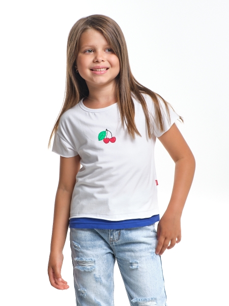 Футболка для девочек Mini Maxi, модель 6475, цвет белый/синий - Футболки для девочек