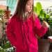 Толстовка для девочки из флиса с капюшоном БУШОН, цвет малиновый