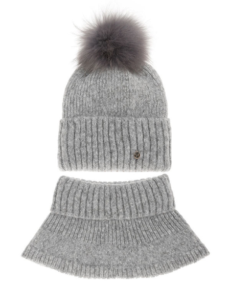 Комплект для девочки Маринад комплект, Миалт серый, зима - Комплекты: шапка и шарф