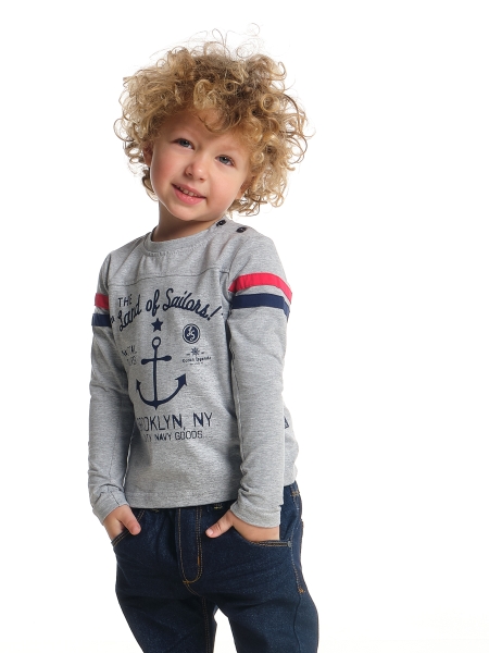 Лонгслив для мальчиков Mini Maxi, модель 3554, цвет серый - Лонгсливы / футболки - дл. рукав