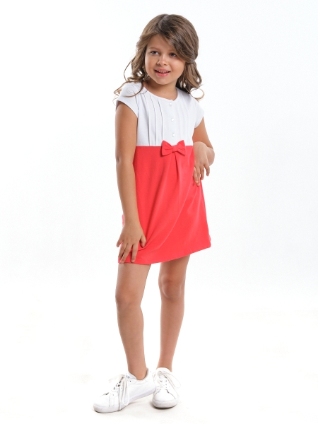 Платье для девочек Mini Maxi, модель 3144, цвет белый/коралловый - Платья для девочек с коротким рукавом