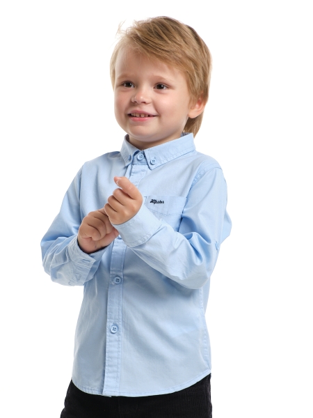 Рубашка для мальчиков Mini Maxi, модель 33g2508, цвет голубой - Рубашки с длинным рукавом
