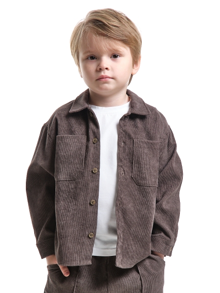 Рубашка для мальчиков Mini Maxi, модель 8000, цвет коричневый - Рубашки с длинным рукавом