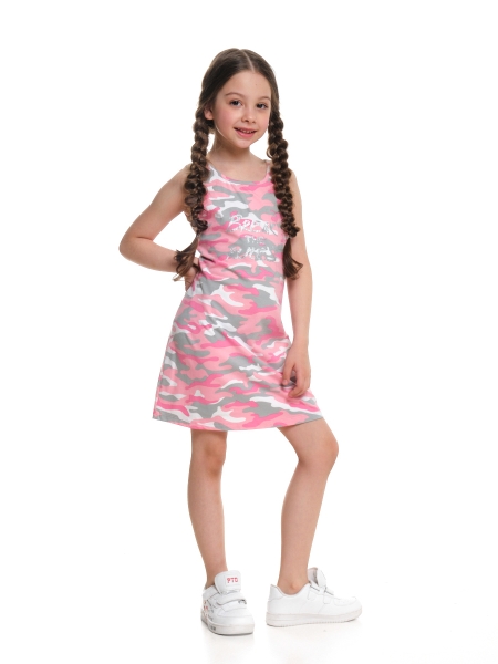 Платье для девочек Mini Maxi, модель 4576, цвет розовый/камуфляж/хаки - Платья для девочек с коротким рукавом