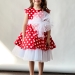 Платье для девочки праздничное БУШОН ST70, цвет красный/белый принт горох