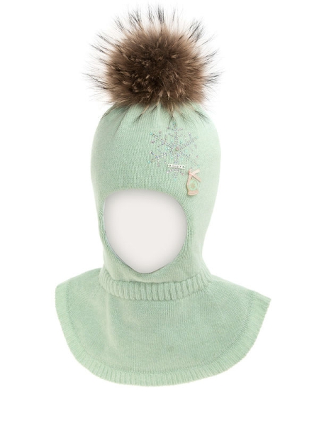 Шлем для девочки Рэсси, Миалт светло-оливковый, зима - Шапки-шлемы зима-осень
