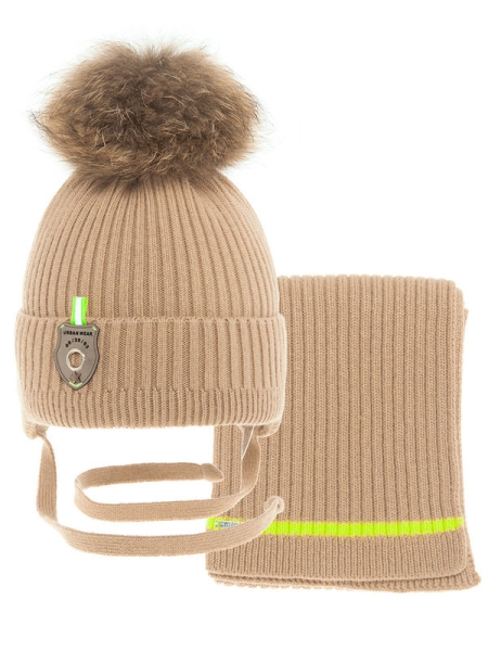 Комплект для мальчика Призер комплект, Миалт бежевый, зима - Комплекты: шапка и шарф