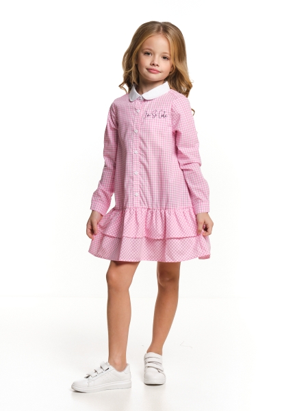 Платье для девочек Mini Maxi, модель 6117, цвет розовый/мультиколор - Платья для девочек с длинным рукавом