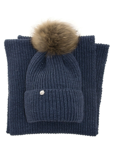 Комплект для девочки Элинор комплект, Миалт джинсовый, зима - Комплекты: шапка и шарф