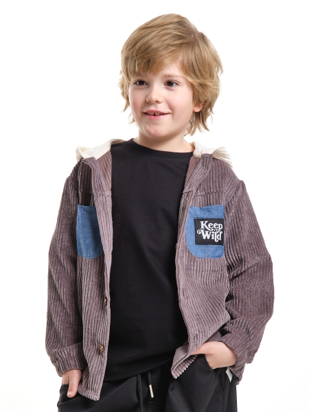 Рубашка для мальчиков Mini Maxi, модель 8012, цвет коричневый/белый - Рубашки с длинным рукавом