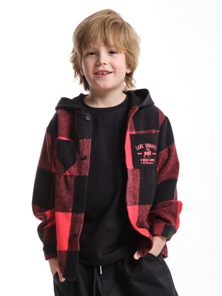 Рубашка для мальчиков Mini Maxi, модель 7987, цвет красный/черный/клетка - Рубашки с длинным рукавом