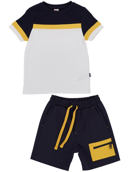 Комплект одежды для мальчиков Mini Maxi, модель 6616/4614, цвет белый/синий/горчичный - Комплекты летние