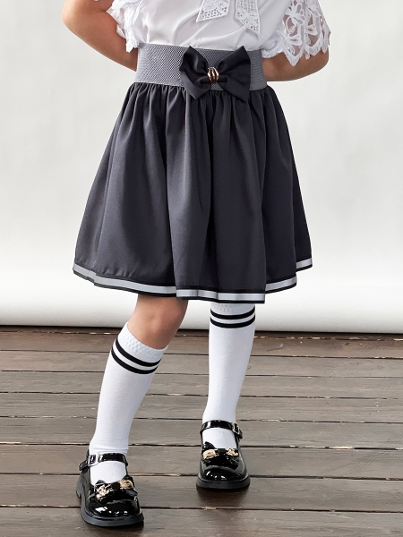 Юбка для девочек школьная БУШОН, модель SK90, цвет графит - Юбки для девочек