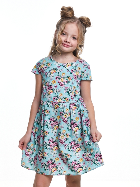 Платье для девочек Mini Maxi, модель 4407, цвет бирюзовый/мультиколор - Платья для девочек с коротким рукавом