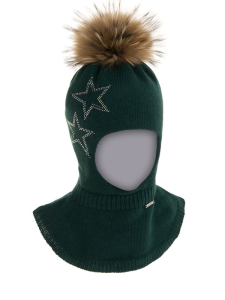 Шлем для девочки Муза, Миалт темно-зеленый, зима - Шапки-шлемы зима-осень
